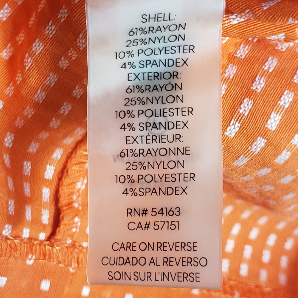 Calvin Klein Womens Dress Sheath Sleeveless Size 6 Orange Polka Dot CD9EH923 SEO - Picture 8 of 13